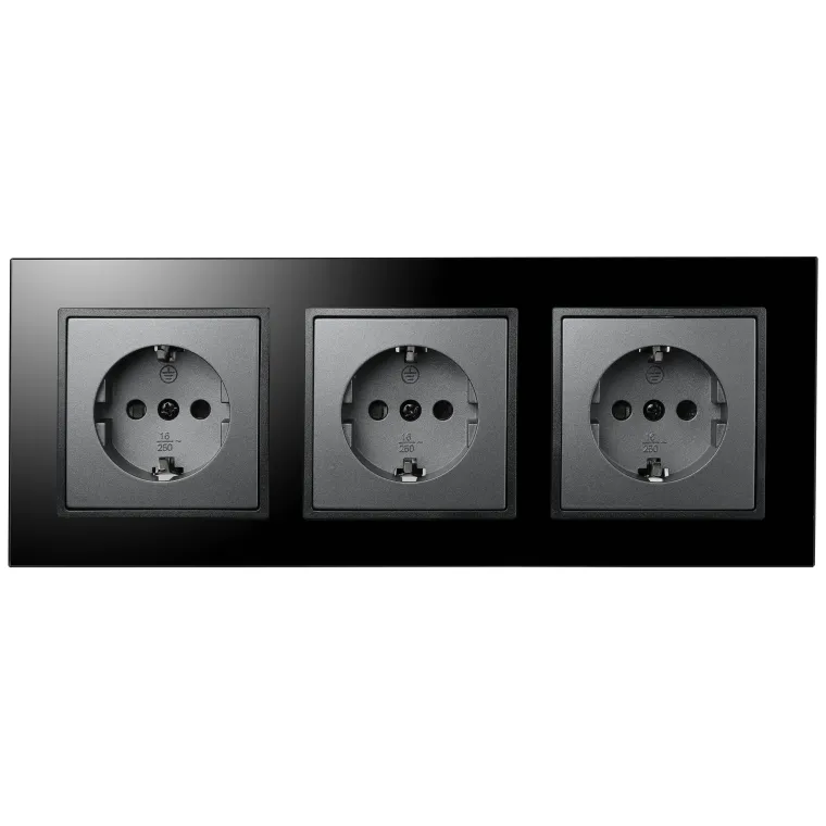 Steckdosen Set McPower Flair "Beginner 3S-Style Profi" anthrazit, Glasrahmen, Steckanschluss