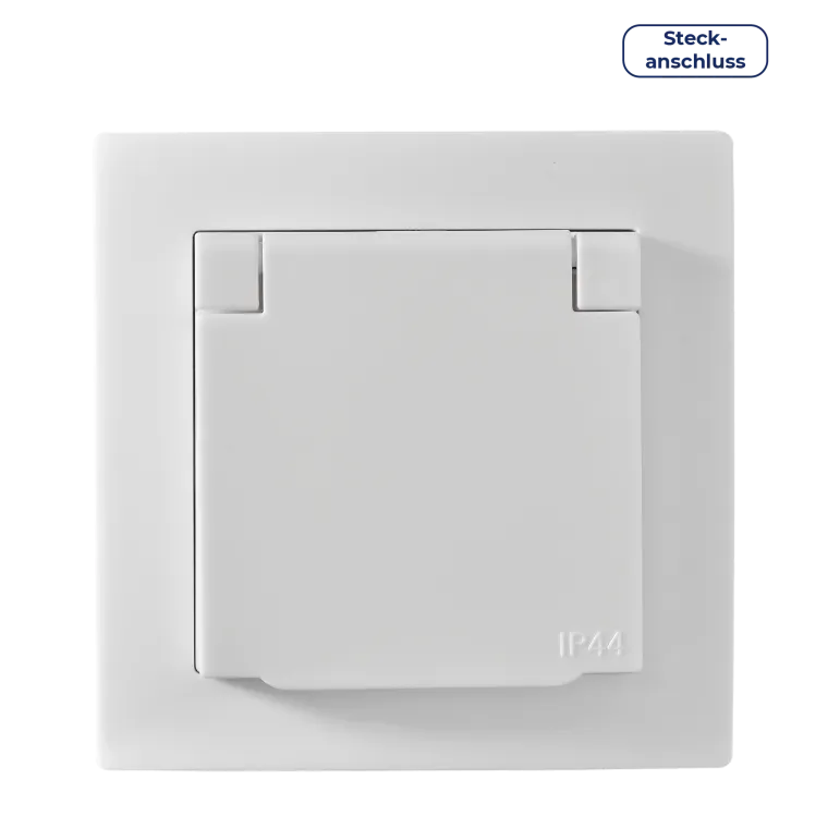 Schutzkontakt-Steckdose McPower "Flair" 250V/16A, UP, IP44, weiß, Steckanschluss