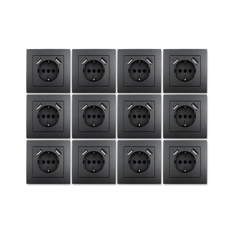 Schutzkontakt-Steckdose mit 2x USB McPower "Flair" 250V~/16A, 5V/2,1A, 12er-Pack