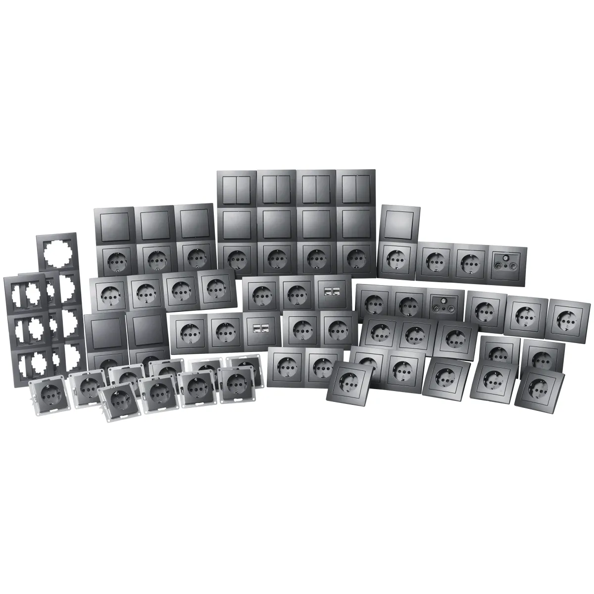 Schalter und Steckdosen Set McPower Flair "Megaset" 100-teilig, anthrazit