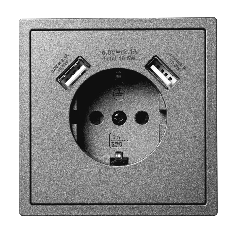 Schutzkontakt-Steckdose McPower "Shallow" 2x USB-A - 5V/2,1A