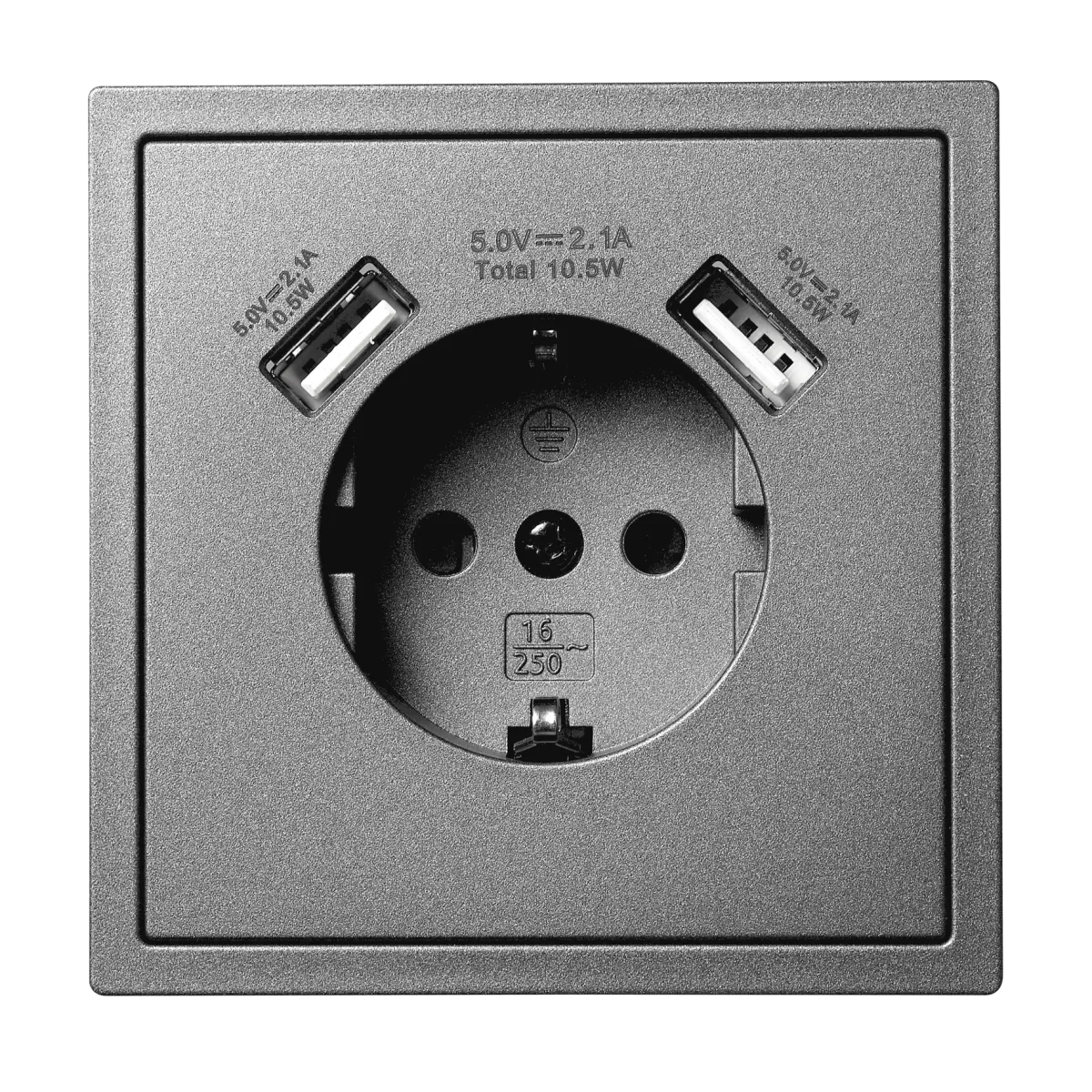 Schutzkontakt-Steckdose McPower "Shallow" 2x USB-A - 5V/2,1A