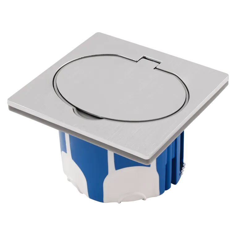 Boden Einbausteckdose, IP44, Edelstahl, 3680W, incl. Gerätedose Winddicht