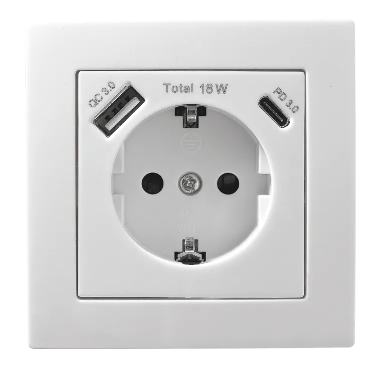 Schutzkontakt-Steckdose McPower "Flair" 1x USB-C 18W PD, 1x USB-A, weiß