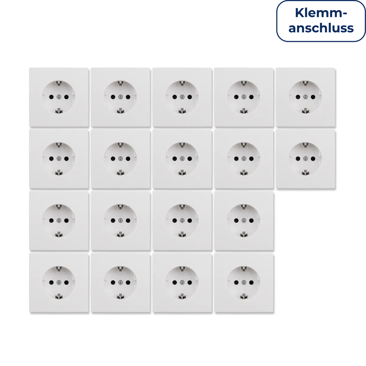 Schutzkontakt-Steckdose McPower "Shallow" 250V~/16A, Einsteckschutz, 18er-Pack, Steckanschluss