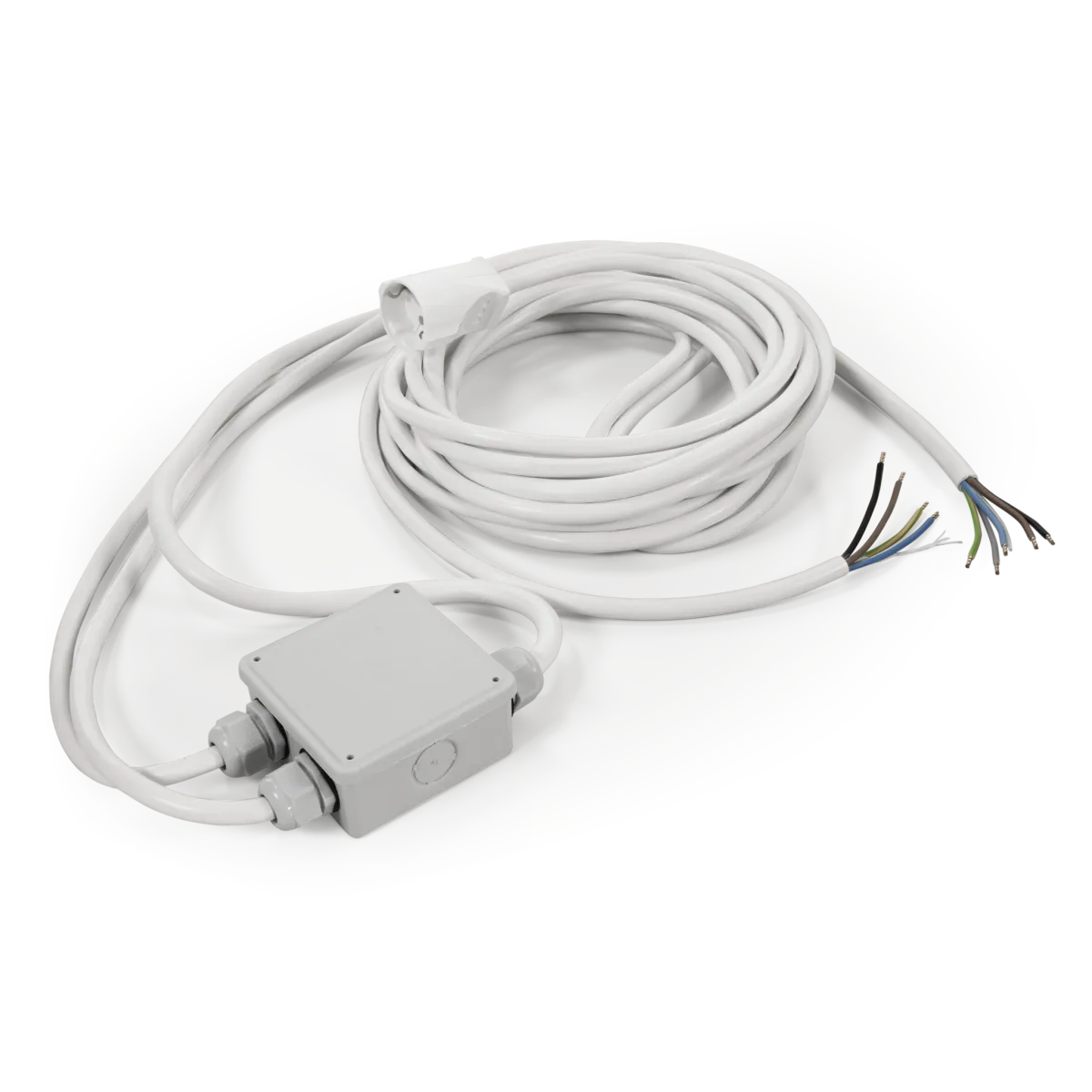 Küchenanschlussbox Powersplitter, 2/5/5m, vorverkabelt, reinweiß