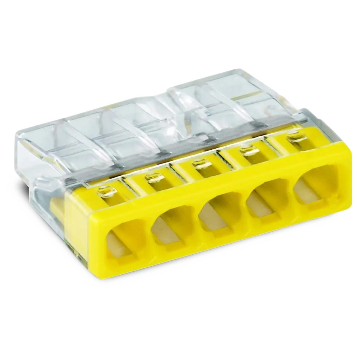 COMPACT-Verbindungsdosenklemme WAGO, eindrähtige Leiter, 5 Klemmstellen, gelb