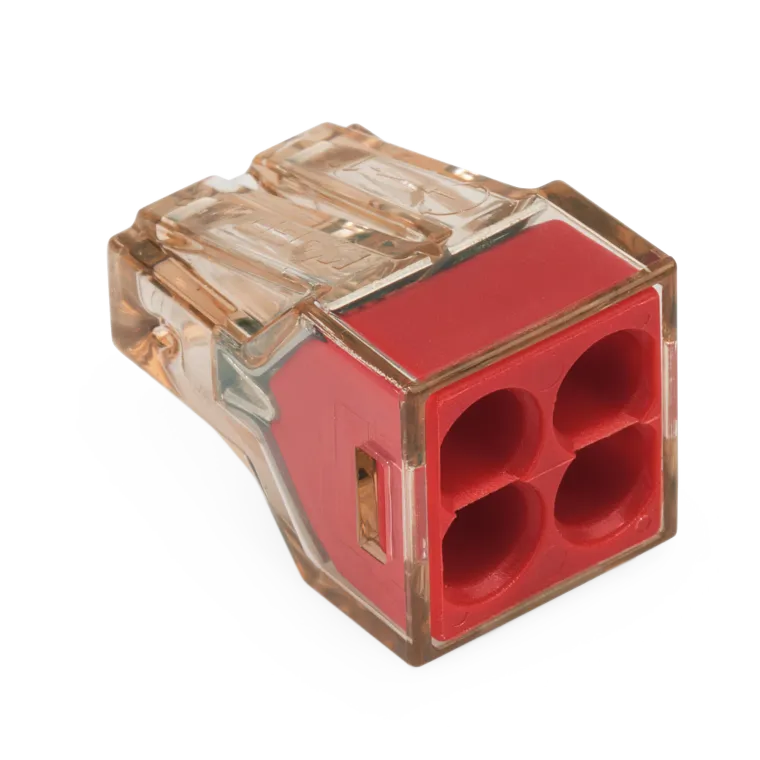 Verbindungsdosenklemme WAGO, eindrähtige Leiter, 4 Klemmstellen, max. 4mm², rot