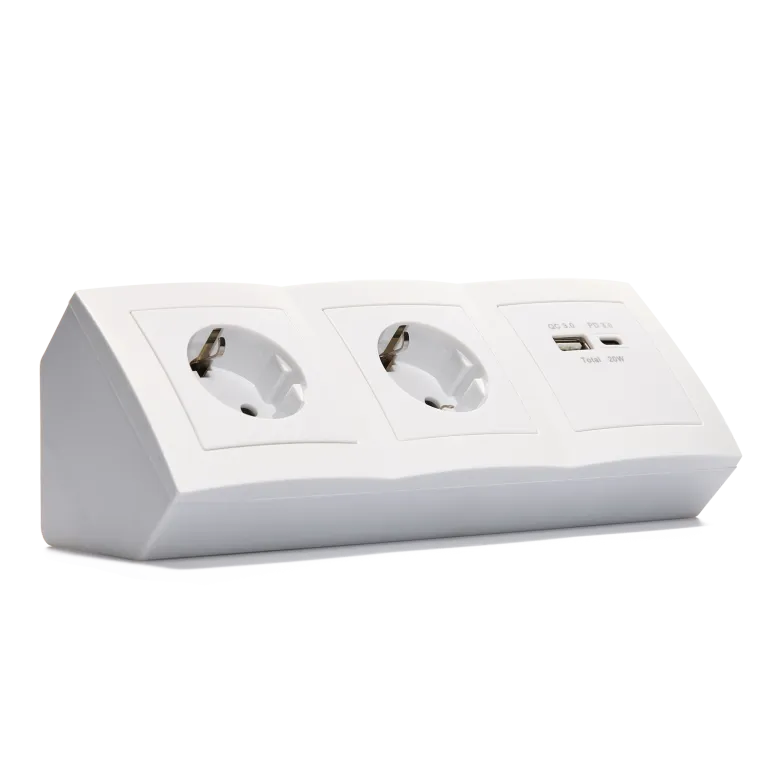 Steckdosenblock McPower "Flair" Aufbau, 2-fach Schutzkontakt + 2x USB A+C