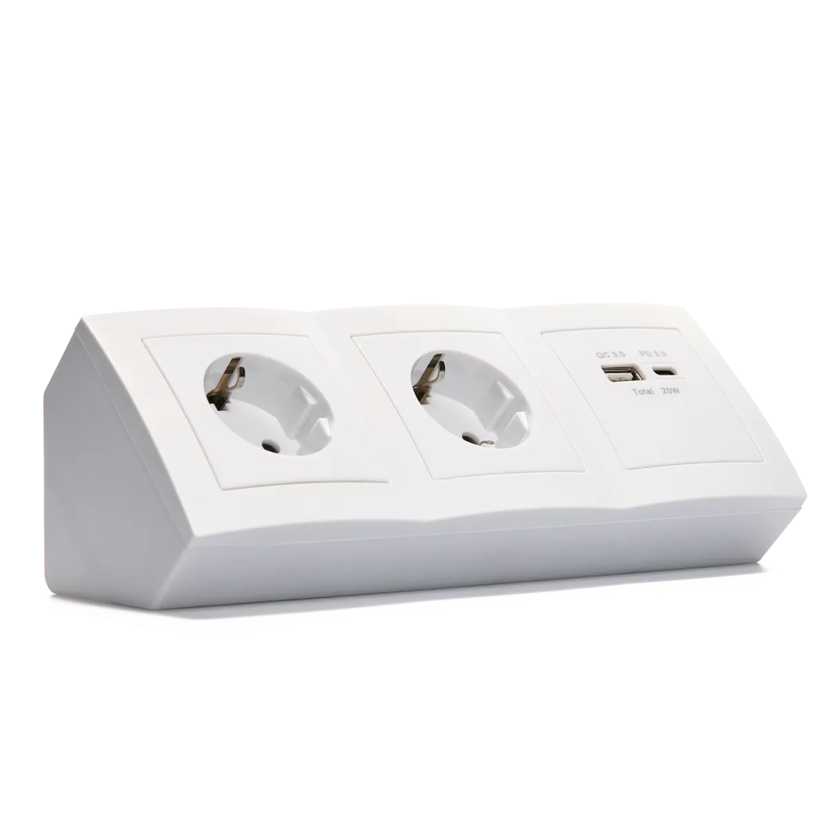 Steckdosenblock McPower "Flair" Aufbau, 2-fach Schutzkontakt + 2x USB A+C