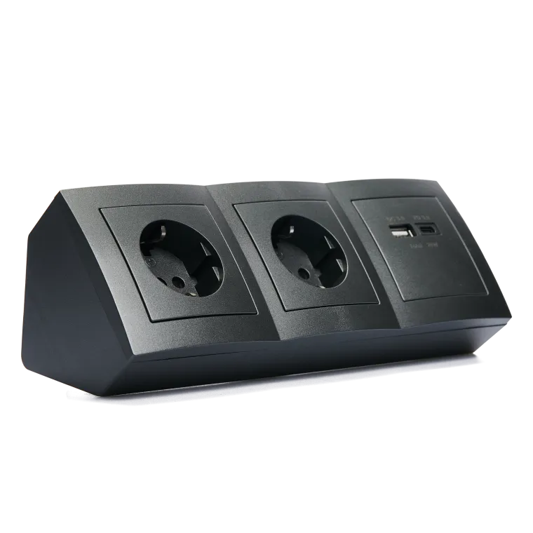 Steckdosenblock McPower "Flair" anthrazit, 2-fach Schutzkontakt, 2x USB A+C