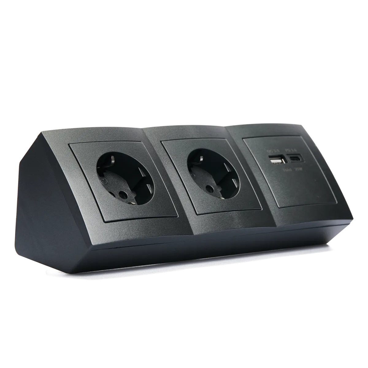 Steckdosenblock McPower "Flair" anthrazit, 2-fach Schutzkontakt, 2x USB A+C