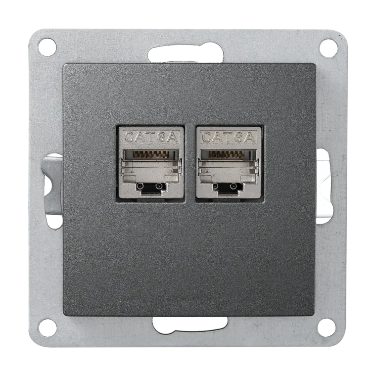 Netzwerk-Dose McPower "Flair" CAT6A, UP, anthrazit, vollgeschirmt