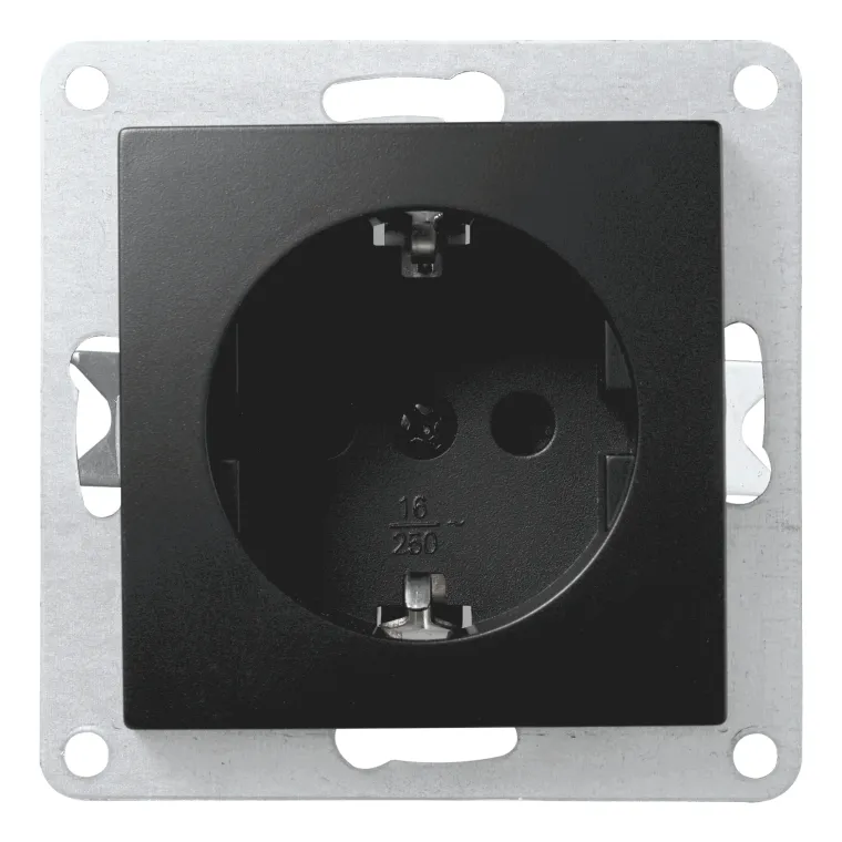 Schutzkontakt-Steckdose McPower "Flair" 250V~/16A, UP Einsteckschutz, matt schwarz