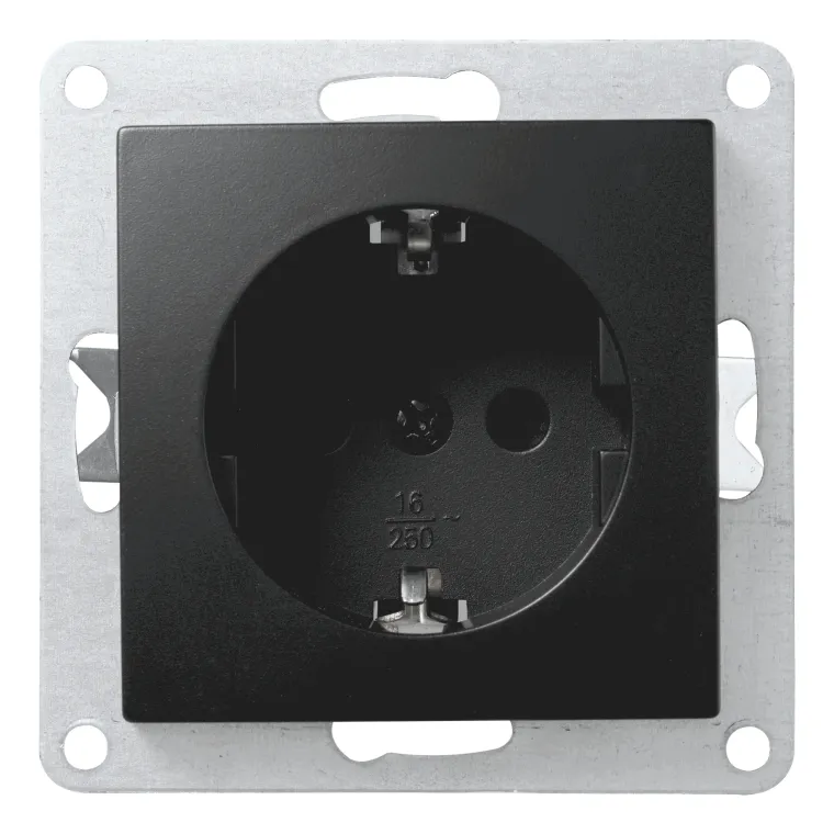 Schutzkontakt-Steckdose McPower "Flair", 250V~/16A, Steckanschluss, matt schwarz