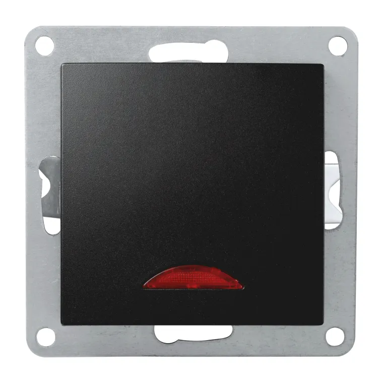 Schalter McPower "Flair", 250V~/10A, UP, matt schwarz mit Kontroll-Leuchte