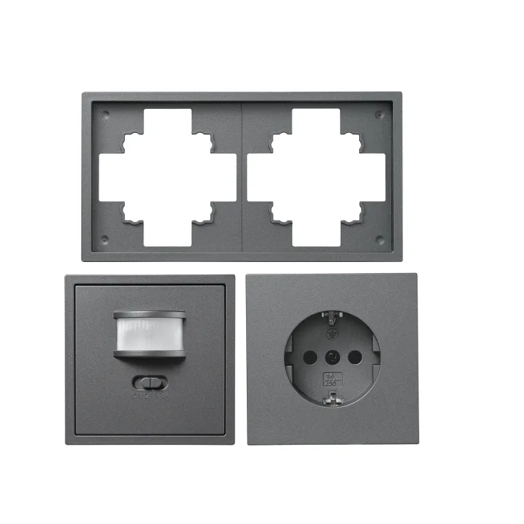Schalter und Steckdosen Set McPower Shallow "PIR" anthrazit, 3-teilig