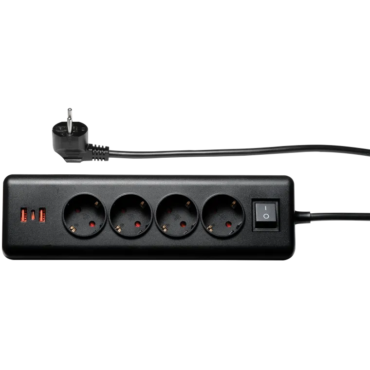 Steckdosenblock McPower, 4x Schutzkontakt, 1x USB-C PD20W, 2x USB-A, 2m Kabel