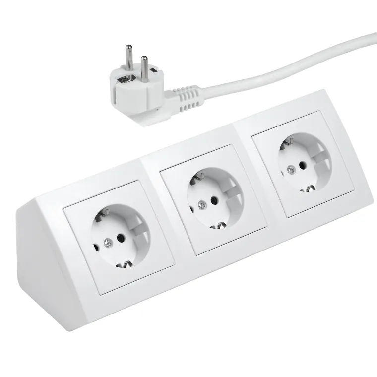 Steckdosenblock McPower "Flair" 250V~/16A, weiß, 3-fach, 2m Kabel und Stecker
