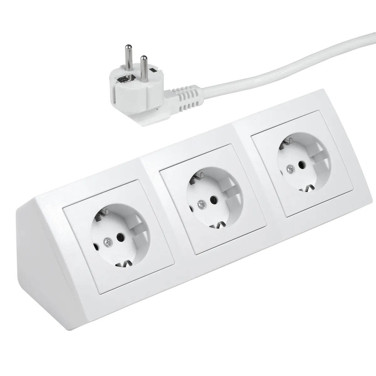 Steckdosenblock McPower "Flair" 250V~/16A, weiß, 3-fach, 2m Kabel und Stecker