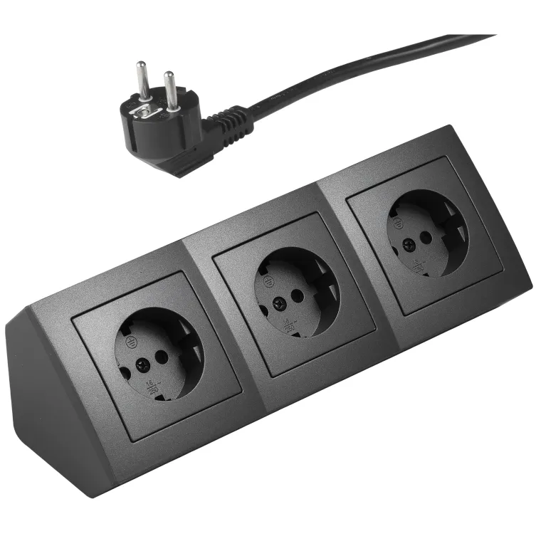 Steckdosenblock McPower "Flair" 250V~/16A, anthrazit, 3-fach, 2m Kabel+ Stecker