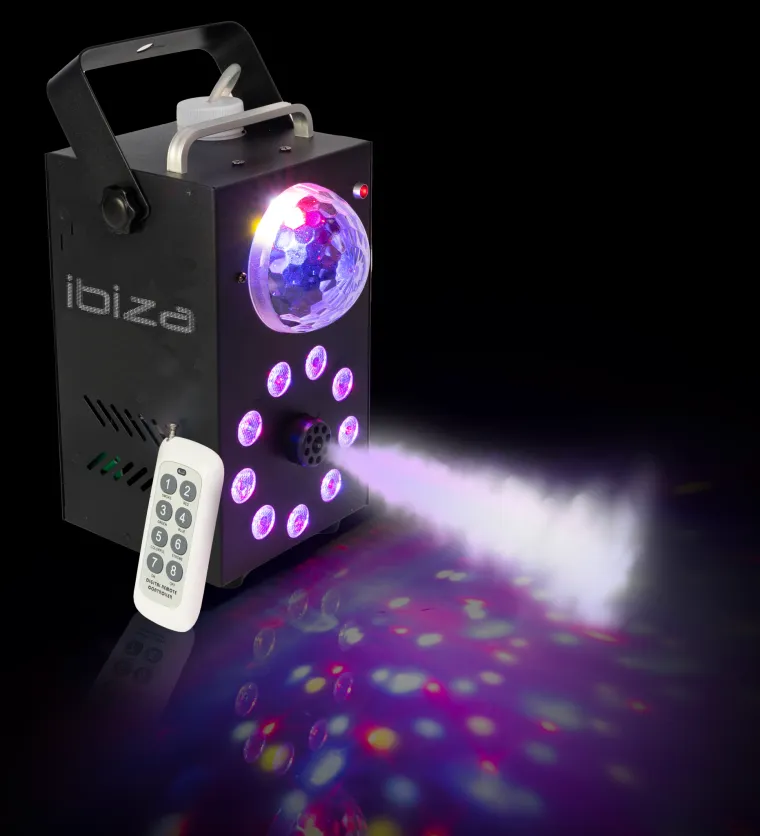 Nebelmaschine mit Lichteffekten IBIZA "FOGGY-ASTRO" 700W, inkl. Fernbedienung