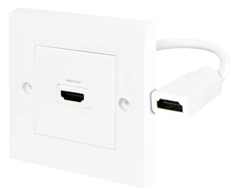 HDMI Wanddose mit Kabelpeitsche, 1 x HDMI Buchse, HDMI™ 1.4 High Speed, weiß,