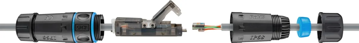 Outdoor (IP68) Netzwerkkabel-Verbinder, CAT 6A UTP ungeschirmt
