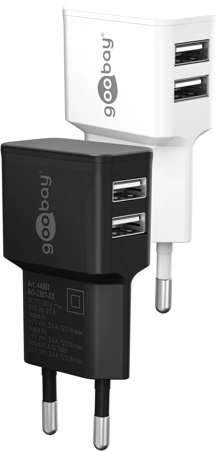 12 W USB-A Dual-Ladegerät schwarz