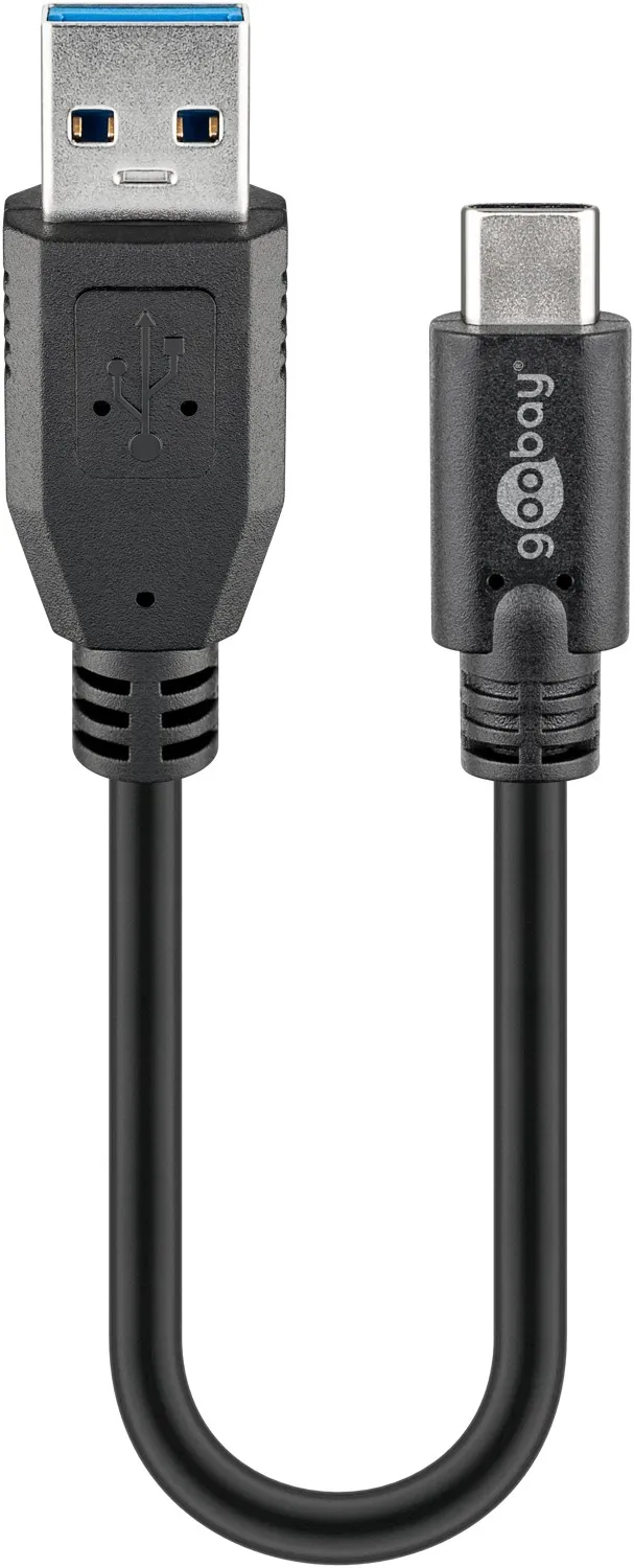 USB-C-auf-USB-A-Kabel, 0,15 m, schwarz