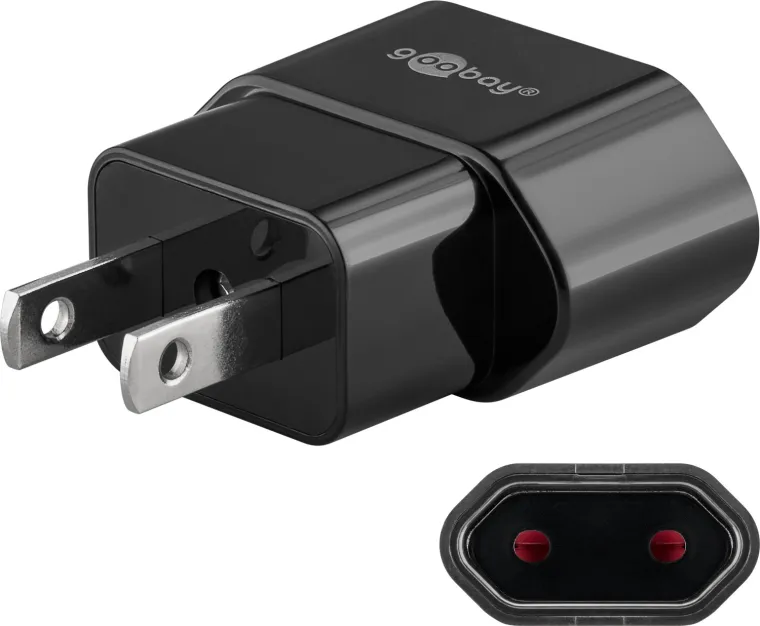 Reiseadapter Eurostecker auf USA/Japan, schwarz