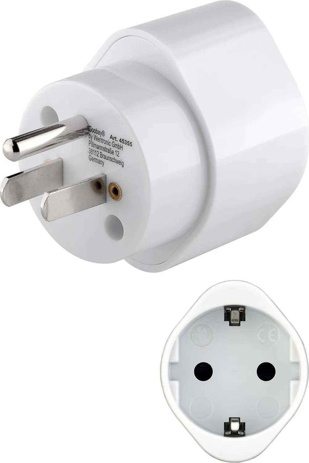 Reiseadapter Europa auf USA/Japan, weiß