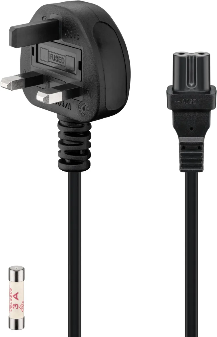UK-Netzanschlusskabel, 1,5 m, Schwarz, (2*0,75 mm²)