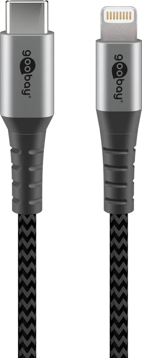 Lightning USB-C Textilkabel mit Metallsteckern, 0,5 m