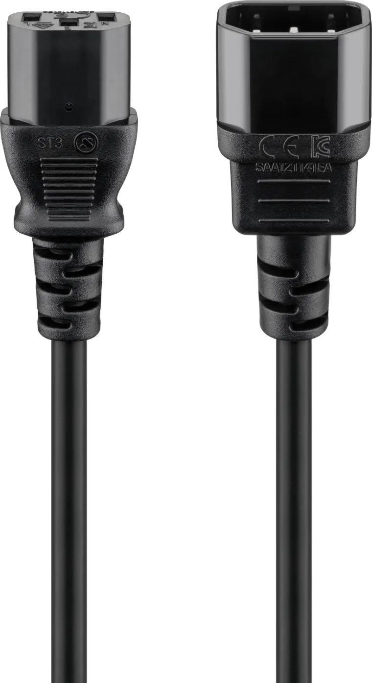 Kaltgeräte Verlängerungskabel, 2 m, schwarz, (3*0,75 mm²)