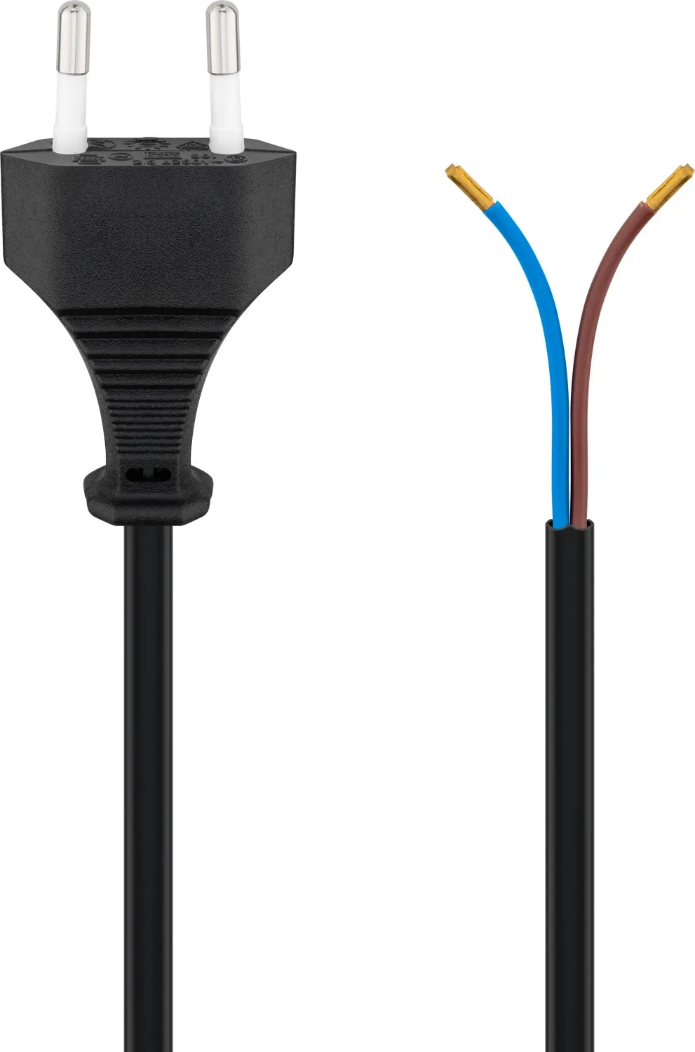 Kabel mit Eurostecker zum Konfektionieren, 1,5 m, Schwarz, (2*0,75 mm²)