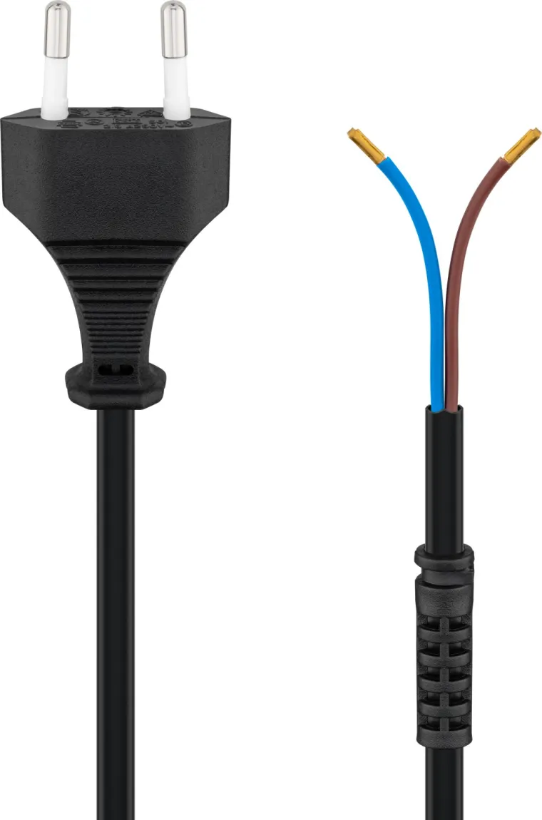 Kabel mit Eurostecker zum Konfektionieren, 1,5 m, Schwarz, (2*0,75 mm²)