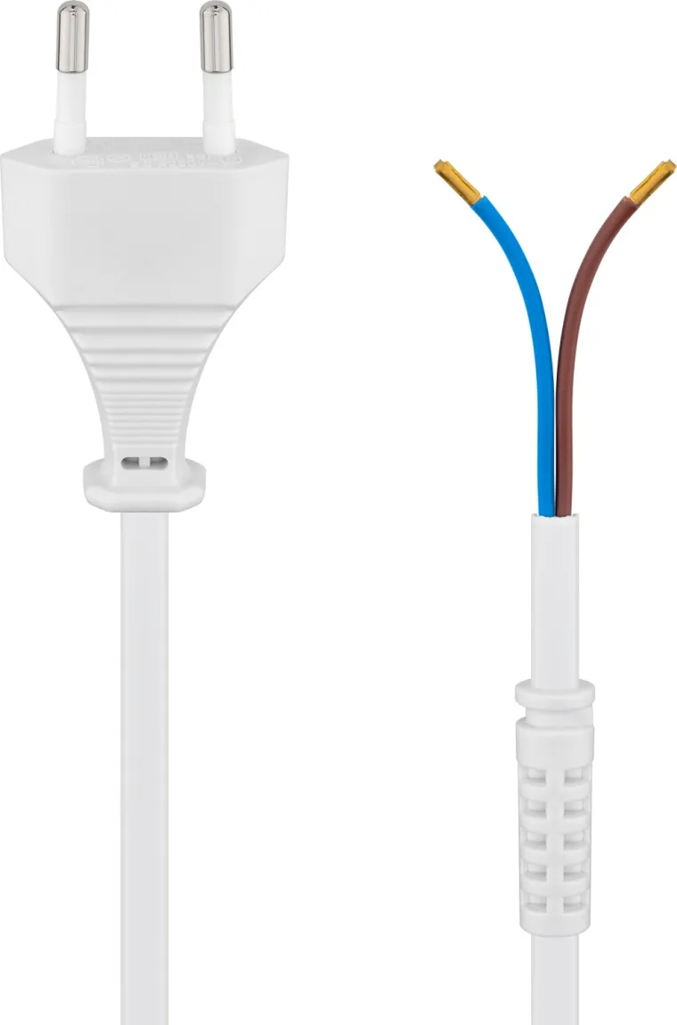 Kabel mit Eurostecker zum Konfektionieren, 1,5 m, Weiß, (2*0,75 mm²)