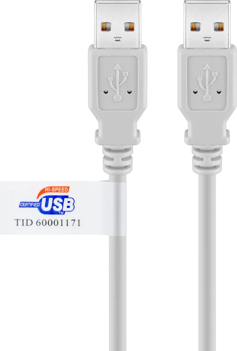 USB-A-Kabel, zertifiziert, 2 m, grau