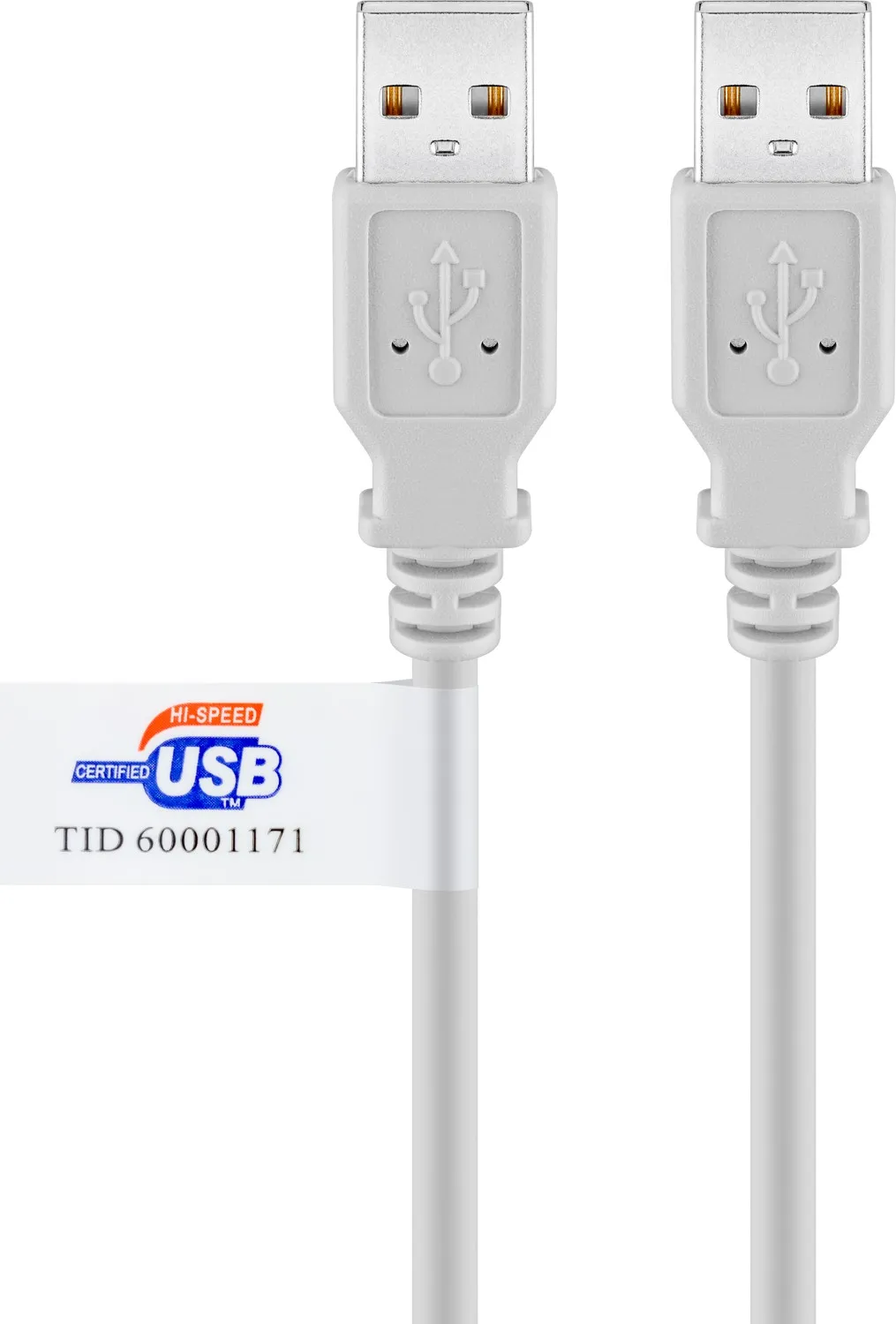 USB-A-Kabel, zertifiziert, 2 m, grau