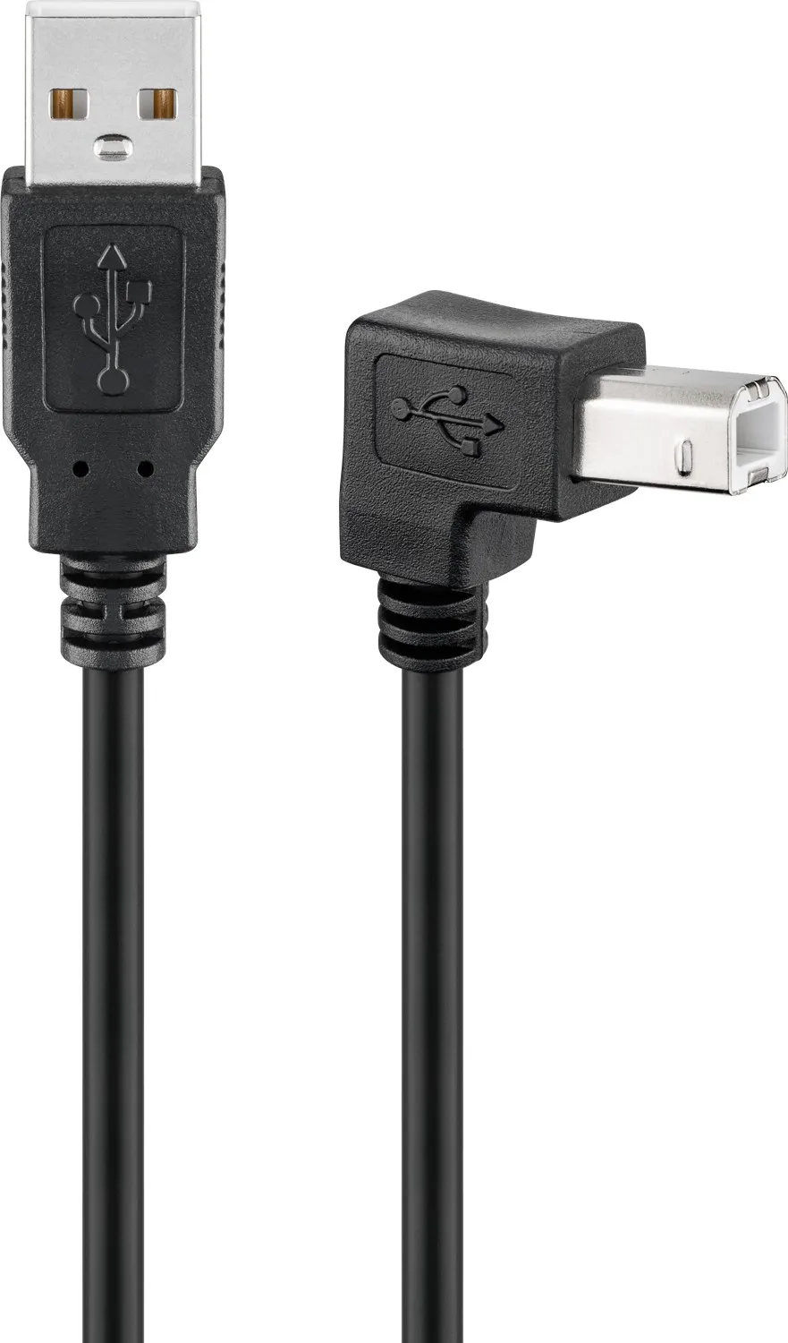 USB-A-auf-USB-B-Kabel 90°, 2 m, schwarz