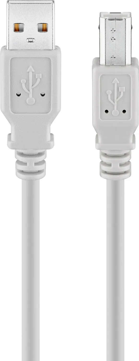 USB-A-auf-USB-B-Kabel, 3 m, grau