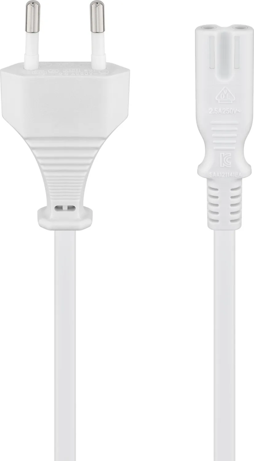 Anschlusskabel mit Eurostecker, 1,5 m, weiß, (2*0,75 mm²)