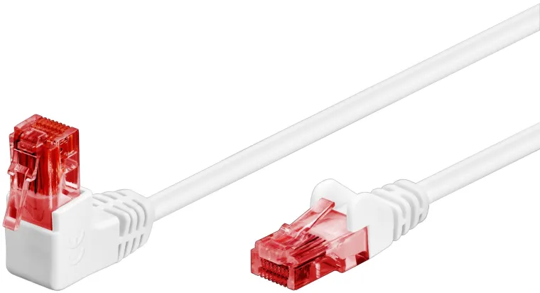CAT 6 Patchkabel 1x 90° gewinkelt, U/UTP, weiß