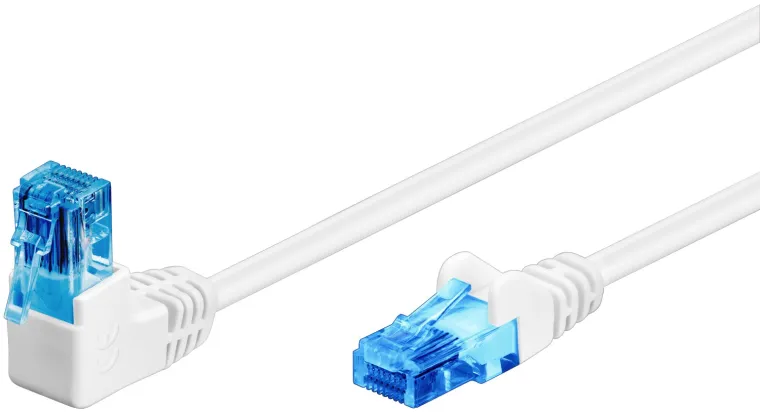 CAT 6 A Patchkabel 1x 90° gewinkelt, U/UTP, weiß