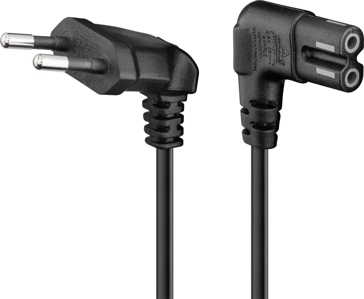 Anschlusskabel mit Eurostecker abgewinkelt, 0,3 m, schwarz, (2*0,75 mm²)