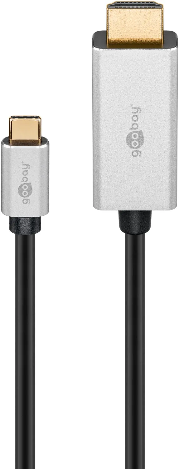 USB-C-auf-HDMI-Kabel, 2 m, schwarz;silber