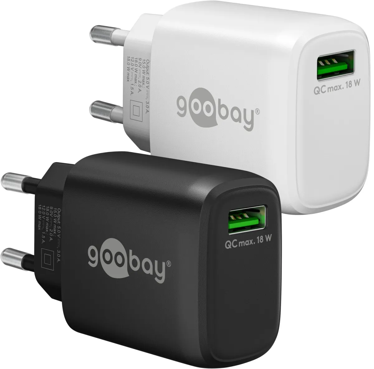 18 W USB-A QC Schnellladegerät schwarz
