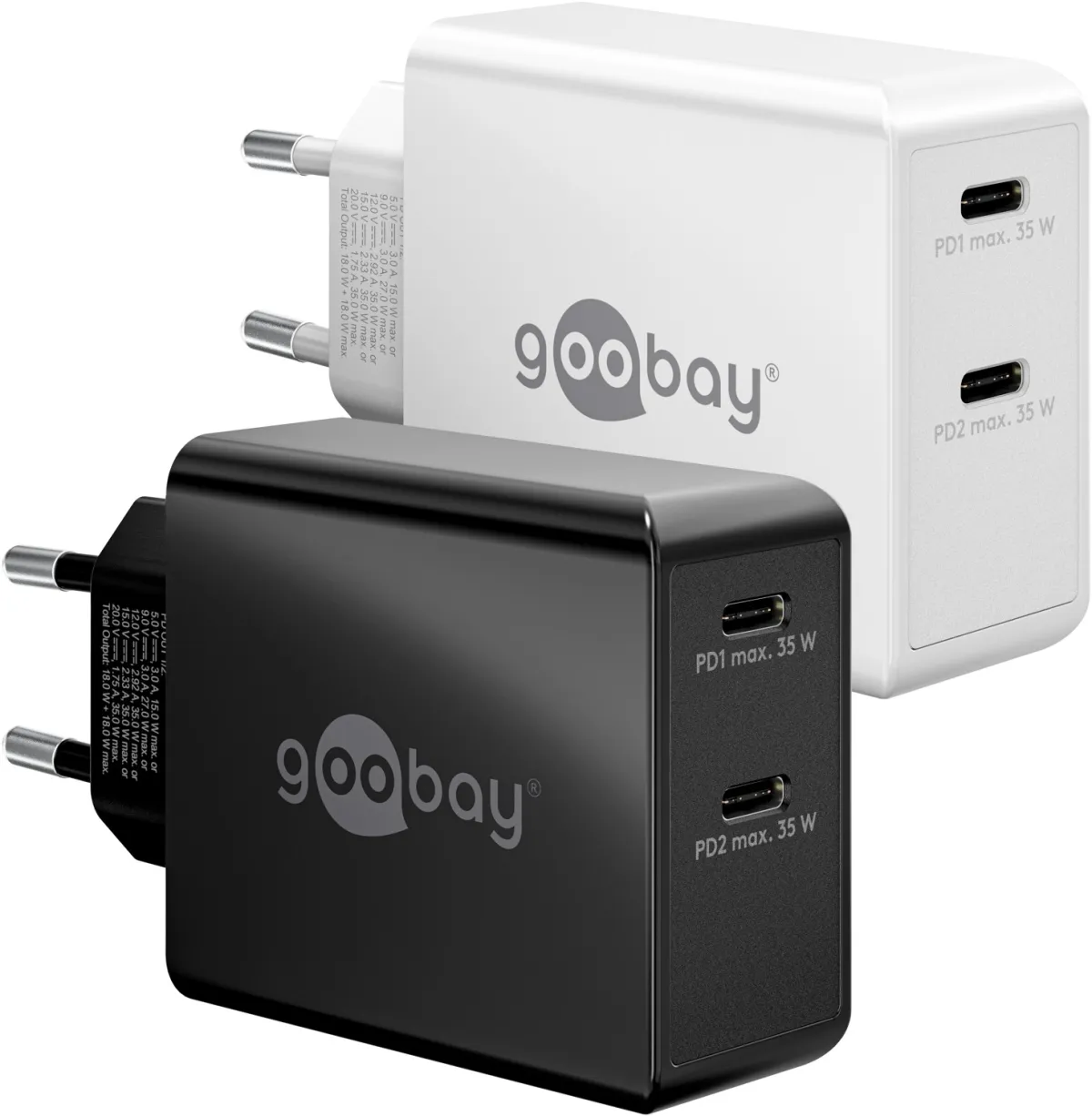36 W USB-C PD Dual-Schnellladegerät weiß