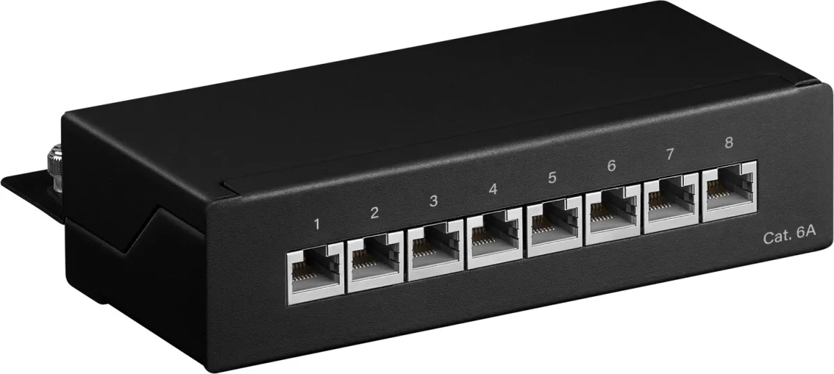CAT 6A Mini Desktop-Patchpanel, 8 Port (1 HE)